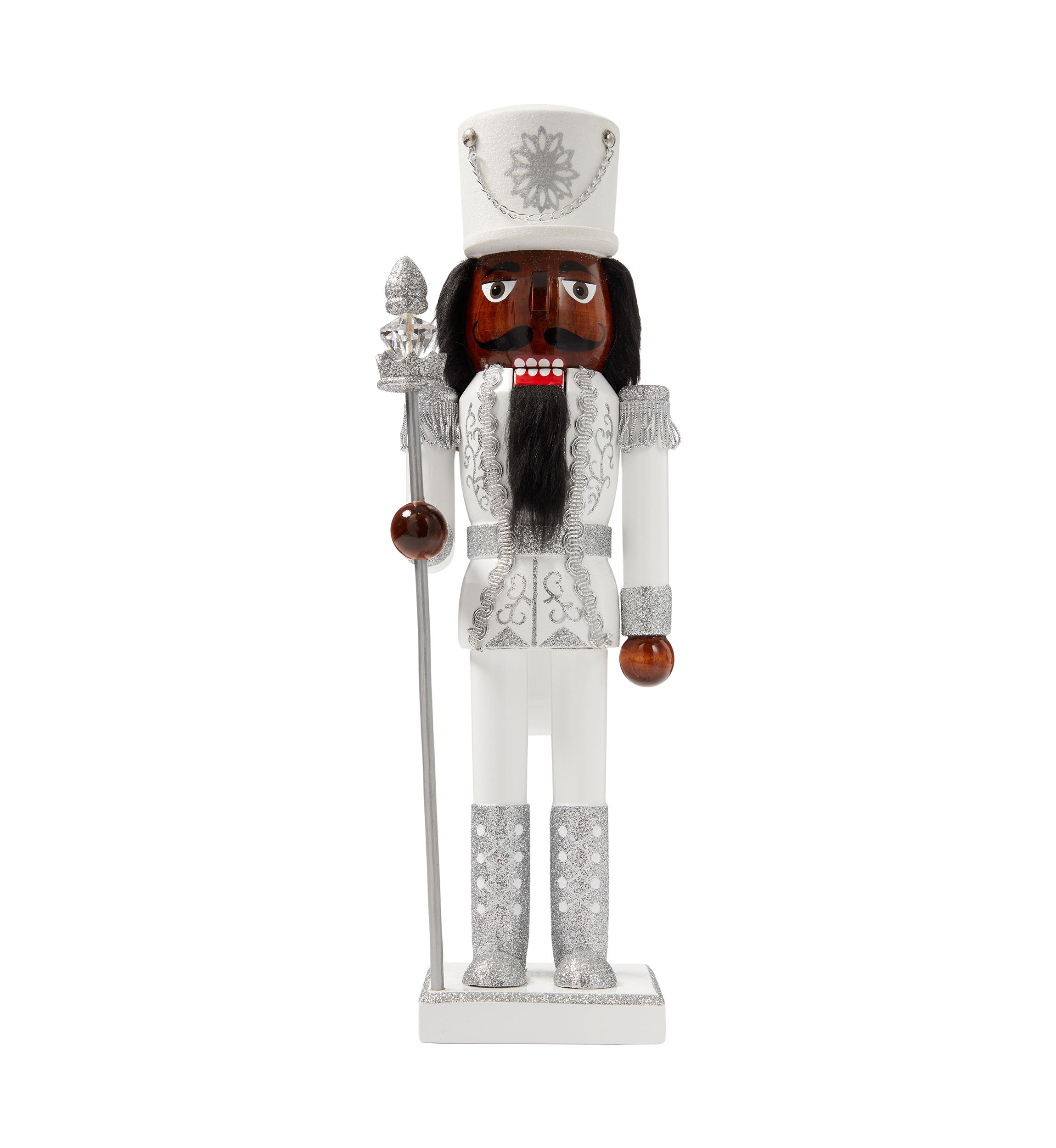 African American Silver White Nutcracker Figurine