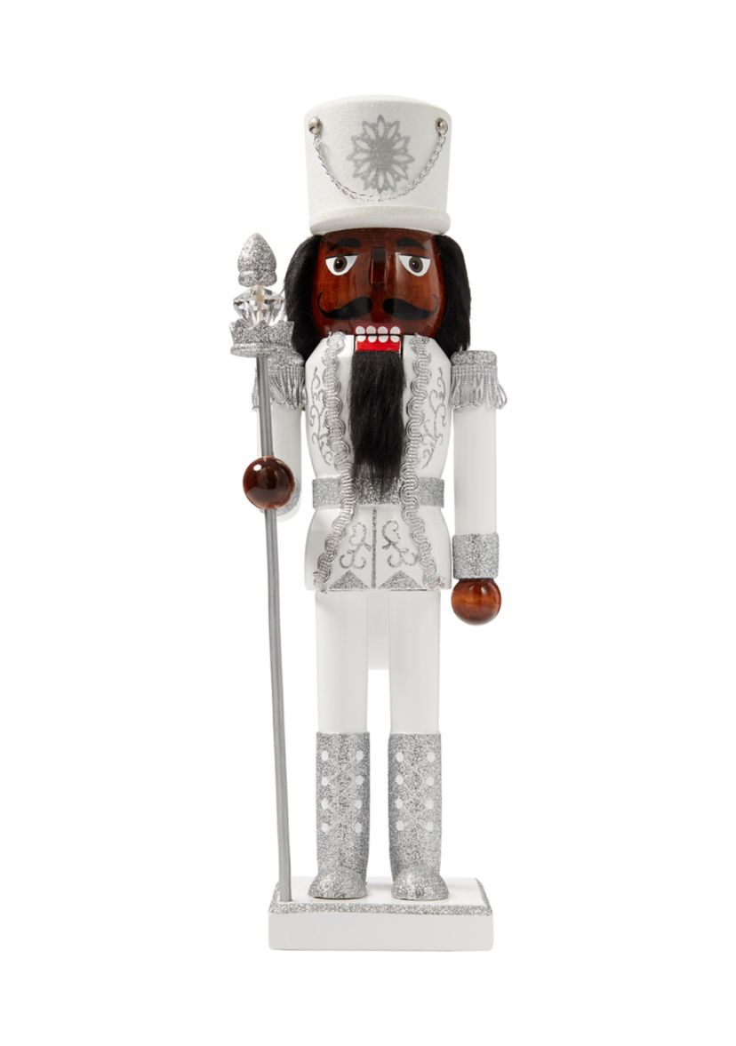 African American Silver White Nutcracker Figurine