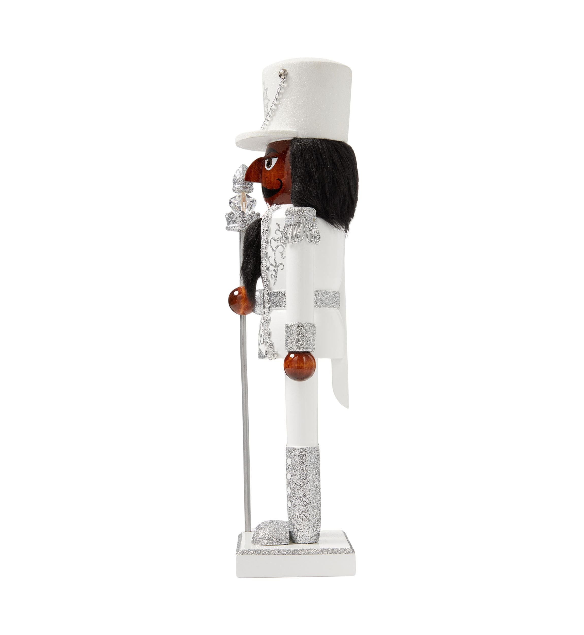 African American Silver White Nutcracker Figurine
