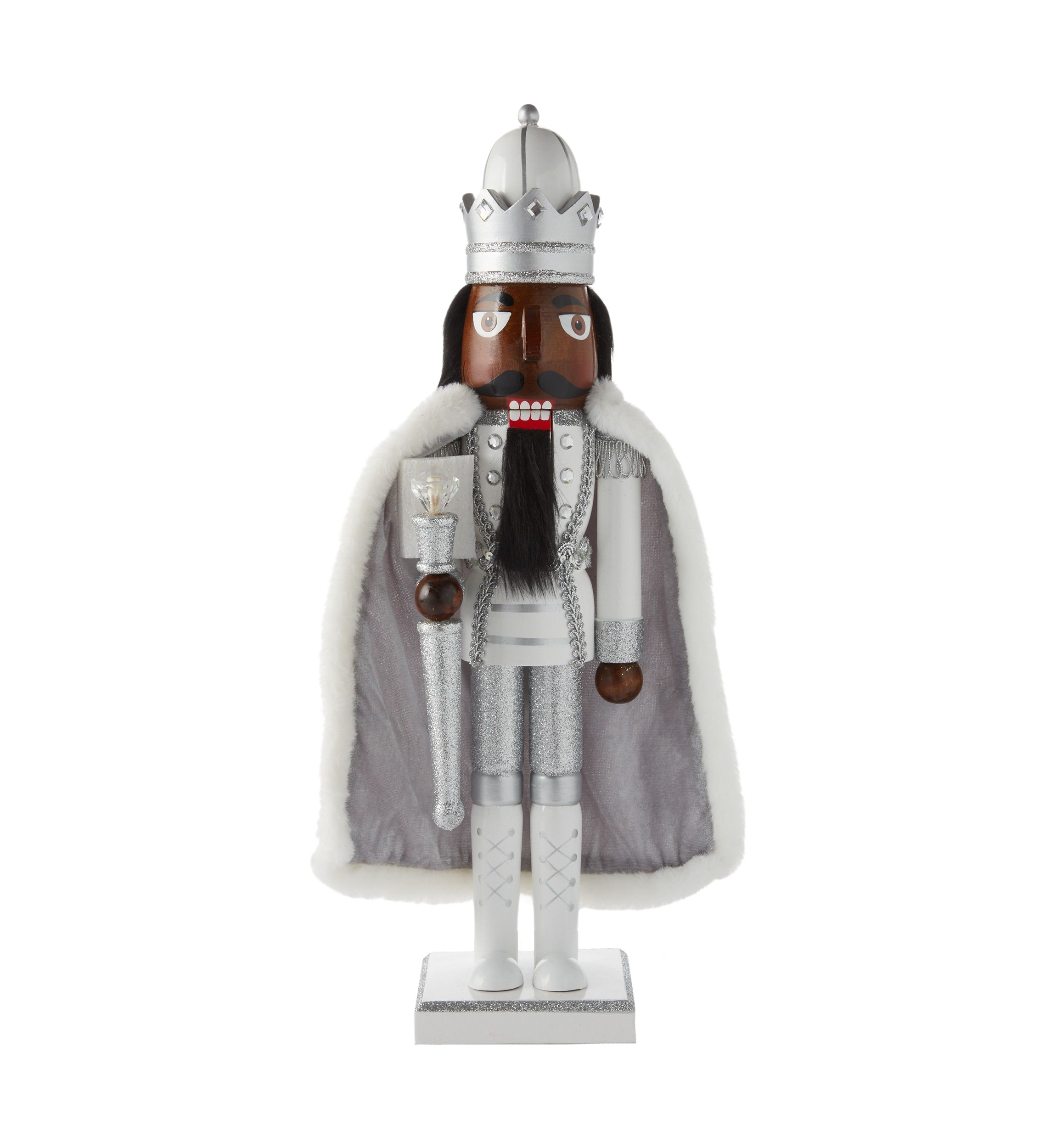 African American Silver Glitter Nutcracker