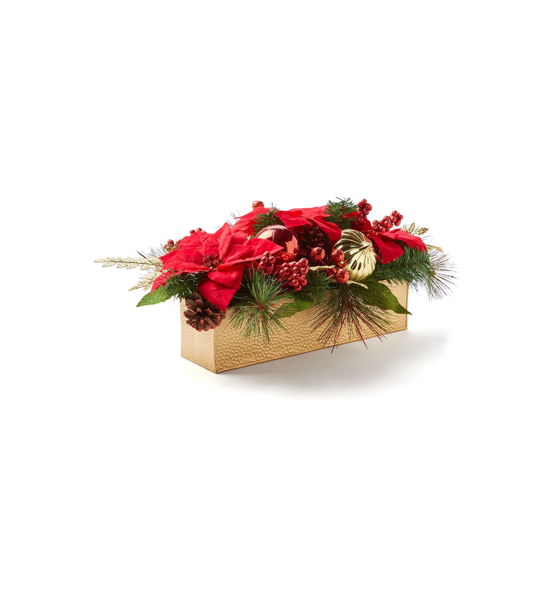 Poinsettia and Greenery Centerpiece