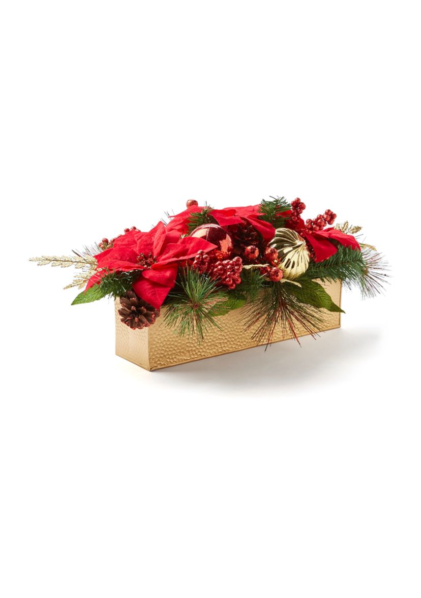 Poinsettia and Greenery Centerpiece
