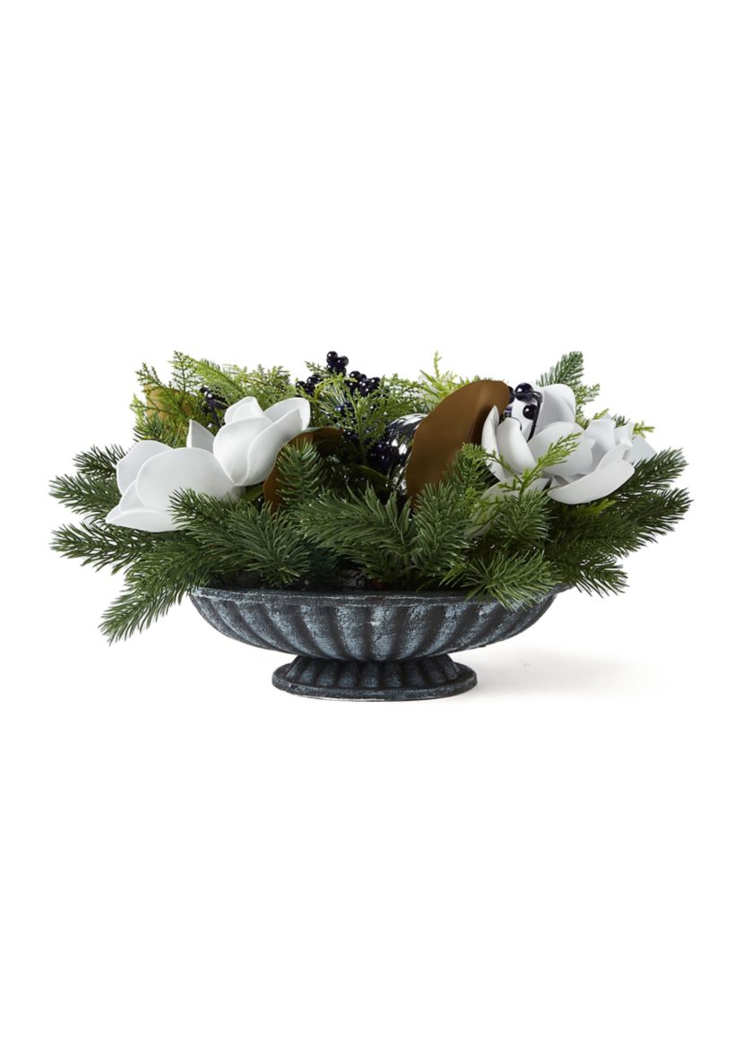 Faux Magnolia and Greenery Centerpiece 