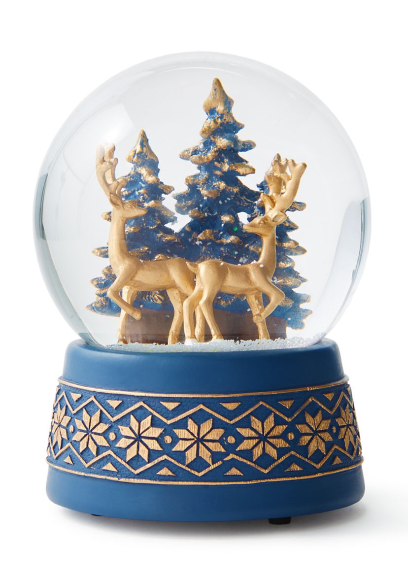 Green and Gold Deer Snow Globe