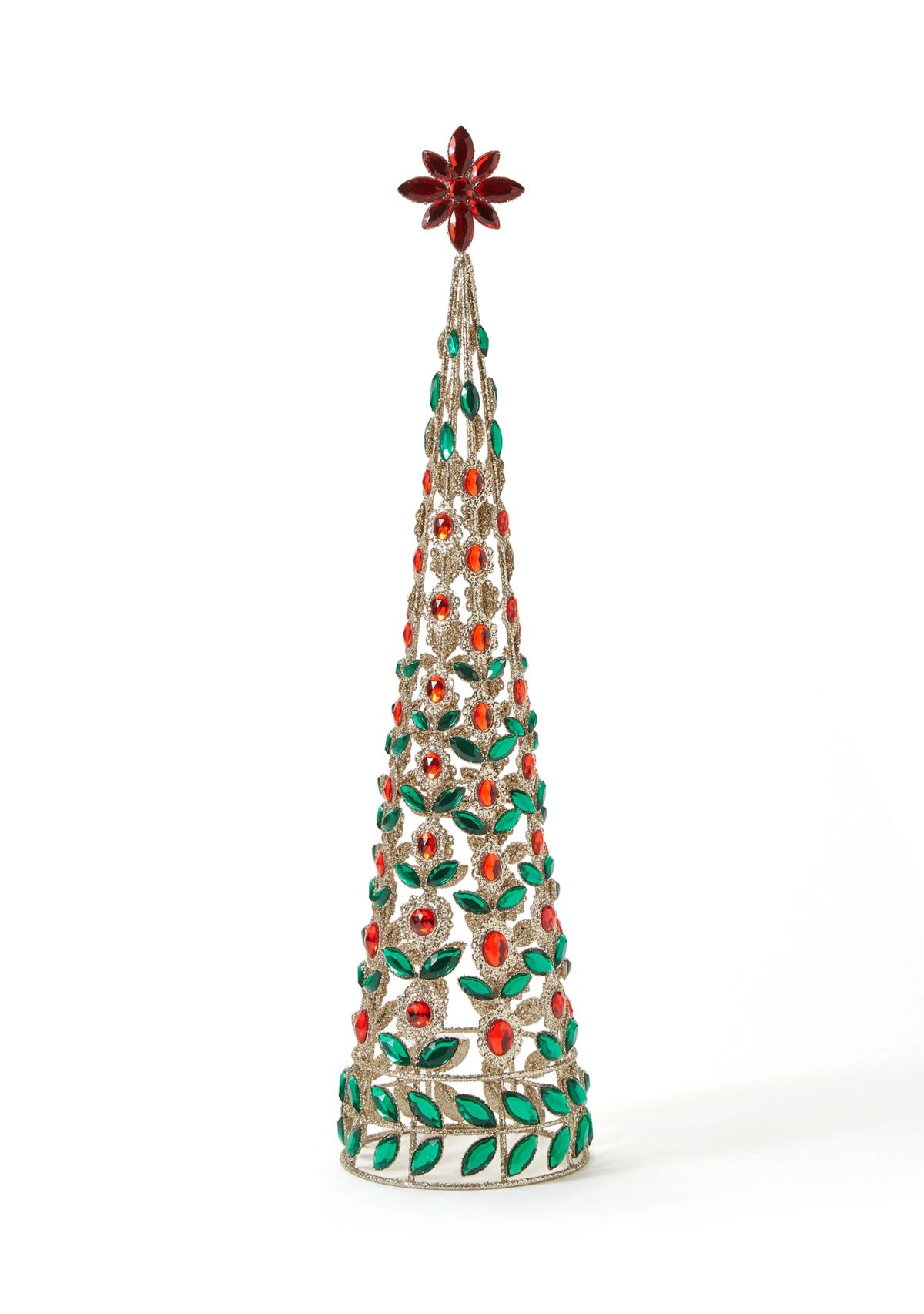Large Red & Green Jeweled Glitter Tree