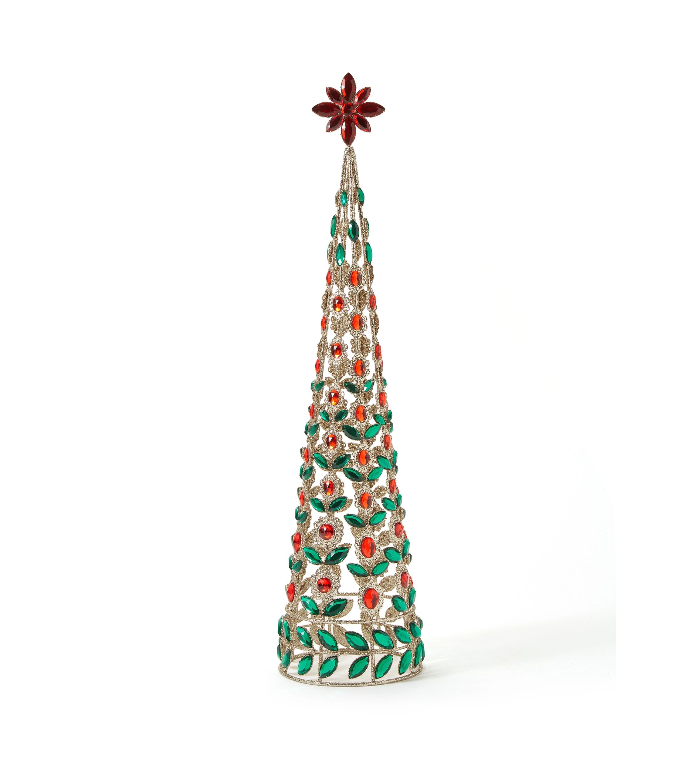 Large Red & Green Jeweled Glitter Tree