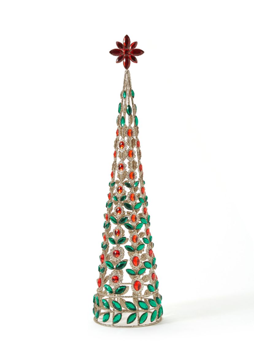 Large Red & Green Jeweled Glitter Tree