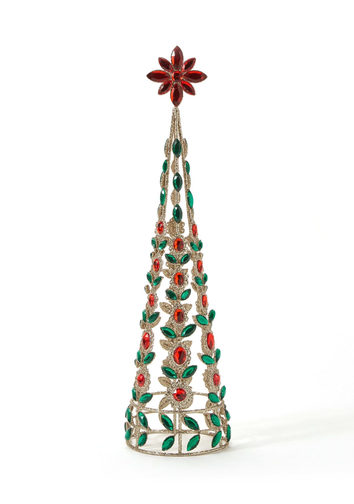 Small Red & Green Jeweled Glitter Tree