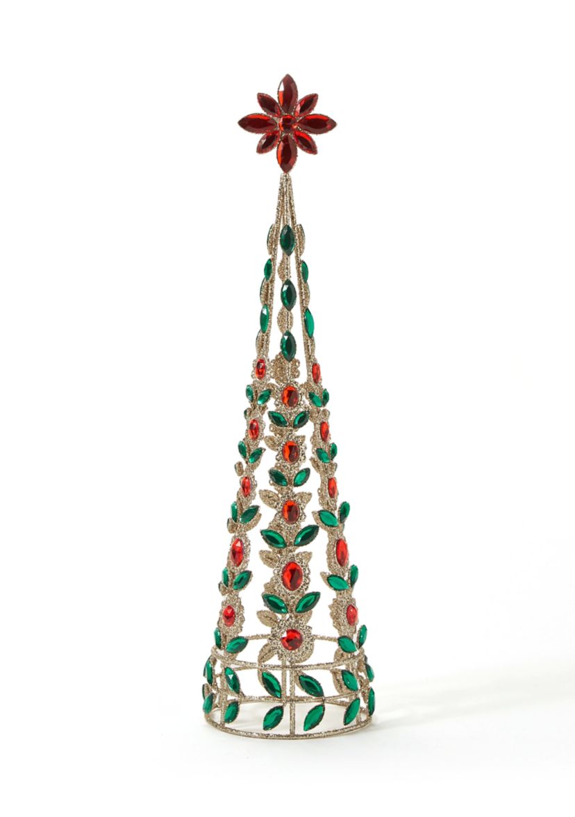 Small Red & Green Jeweled Glitter Tree