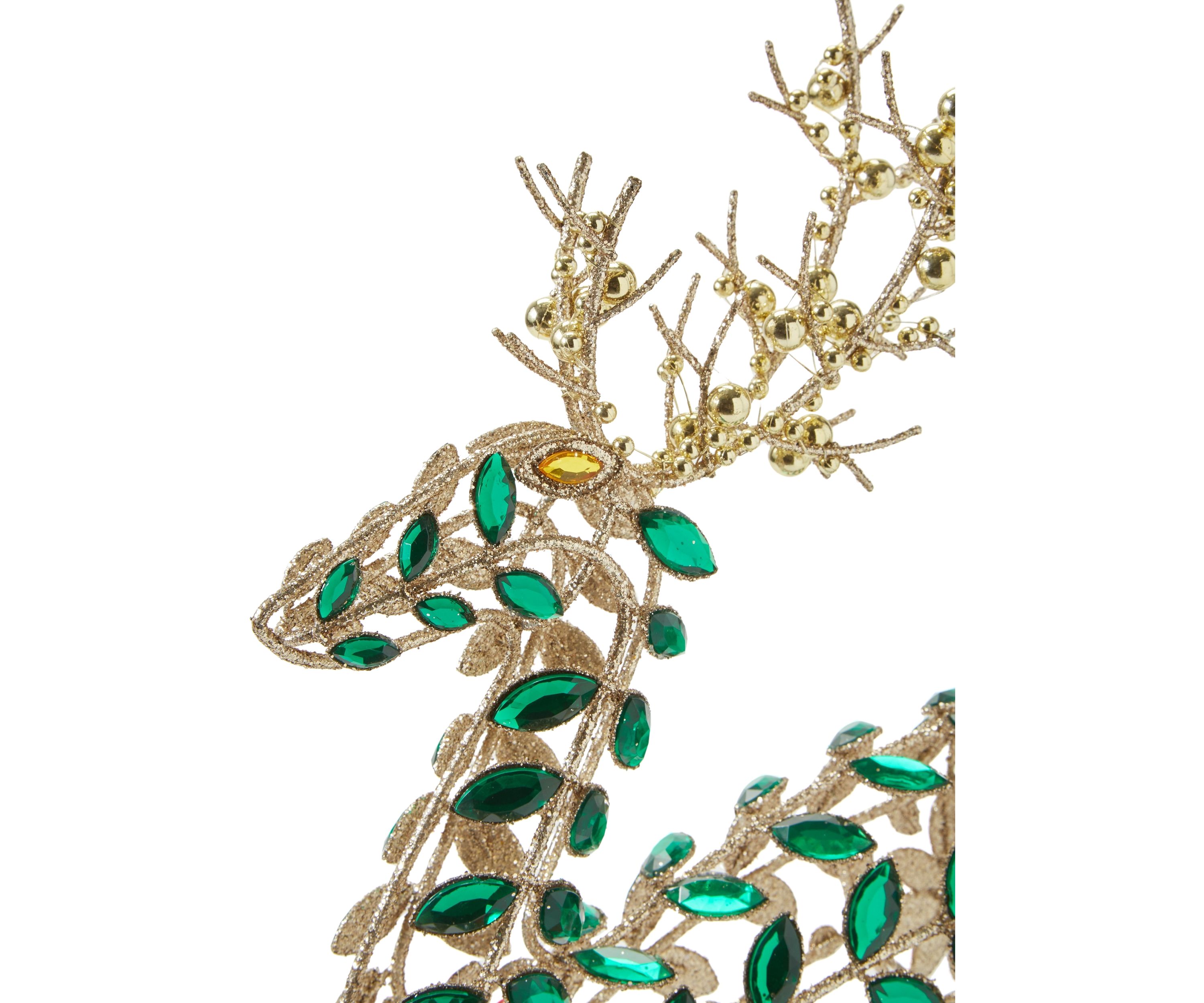 Red and Green Jeweled Glitter Standing Deer