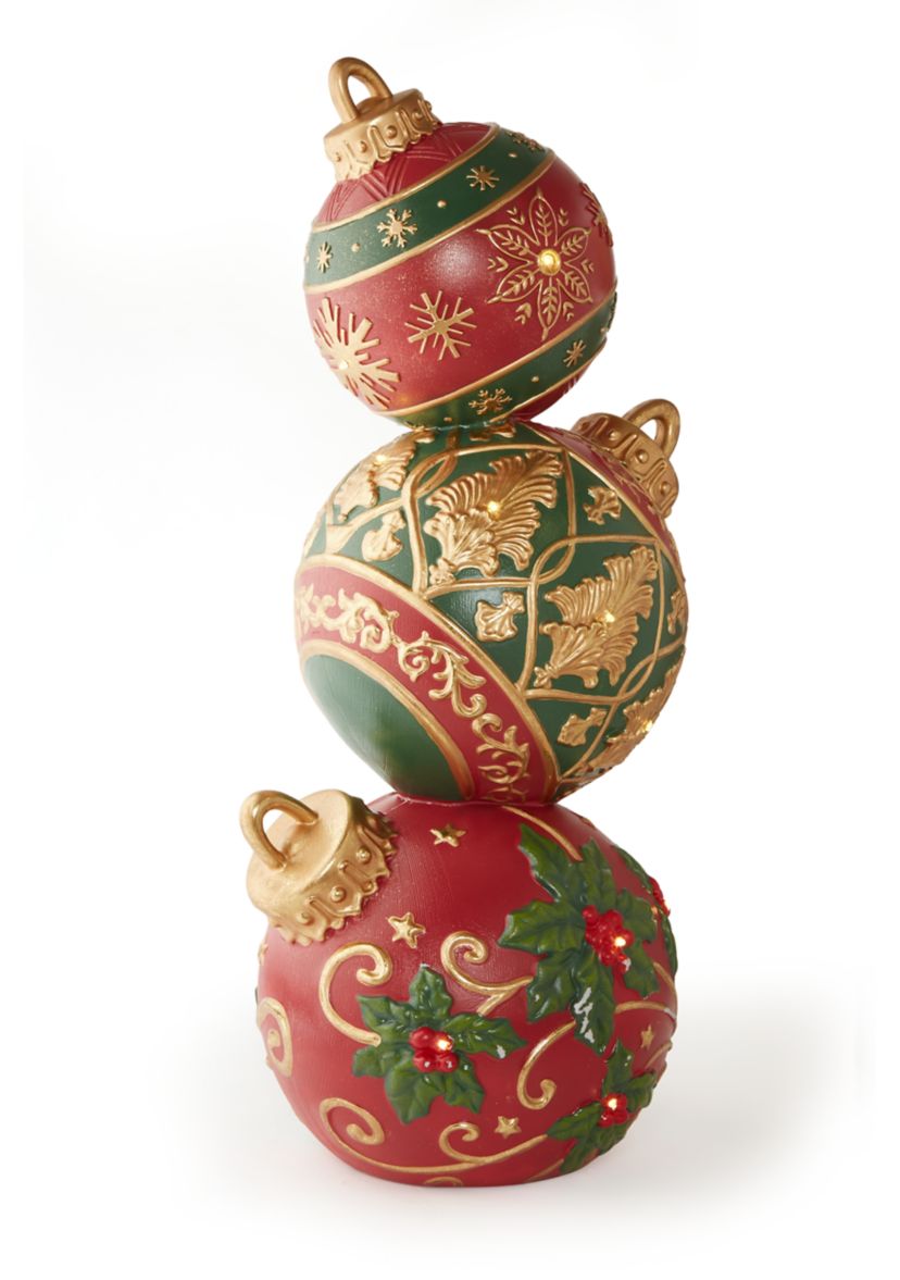Large Ornament Light-Up Ball Stack Décor