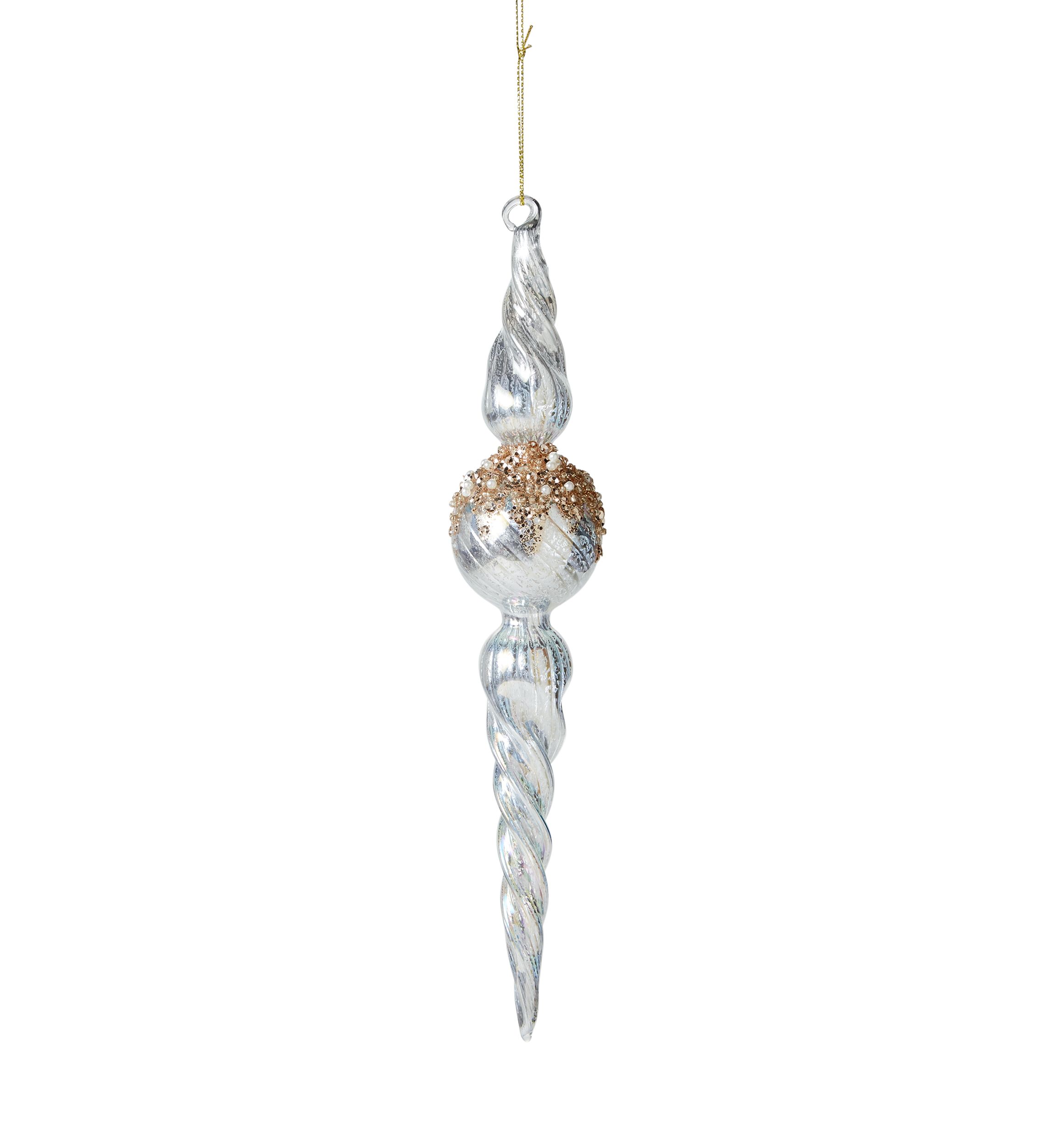 Silver Beaded Finial Ornament
