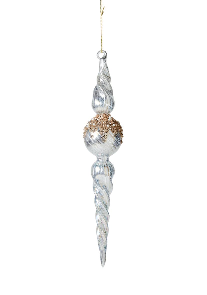 Silver Beaded Finial Ornament