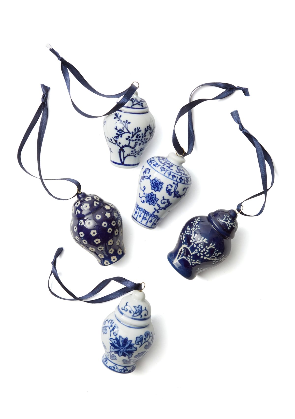 Porcelain Chinoiserie Vase Ornament - Set of 5