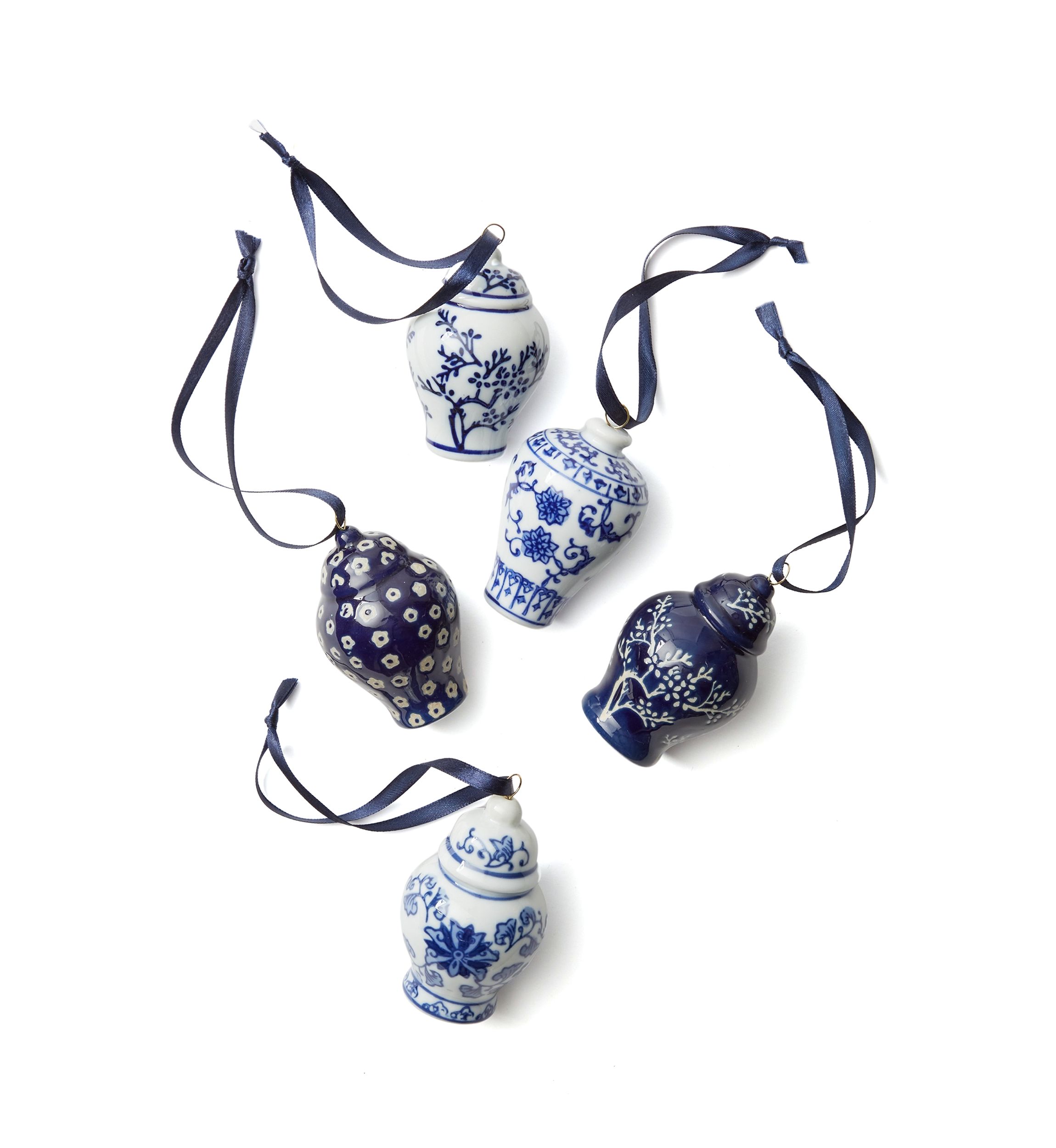 Porcelain Chinoiserie Vase Ornament - Set of 5