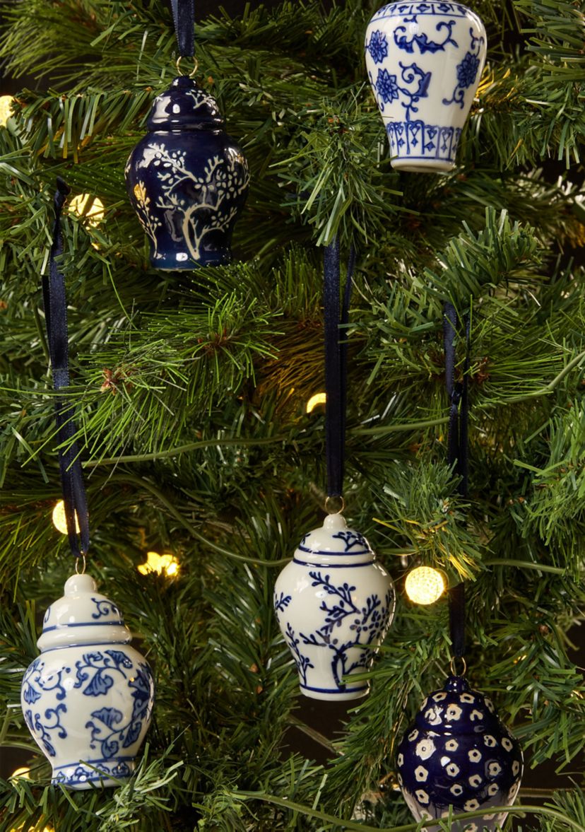 Porcelain Chinoiserie Vase Ornament - Set of 5
