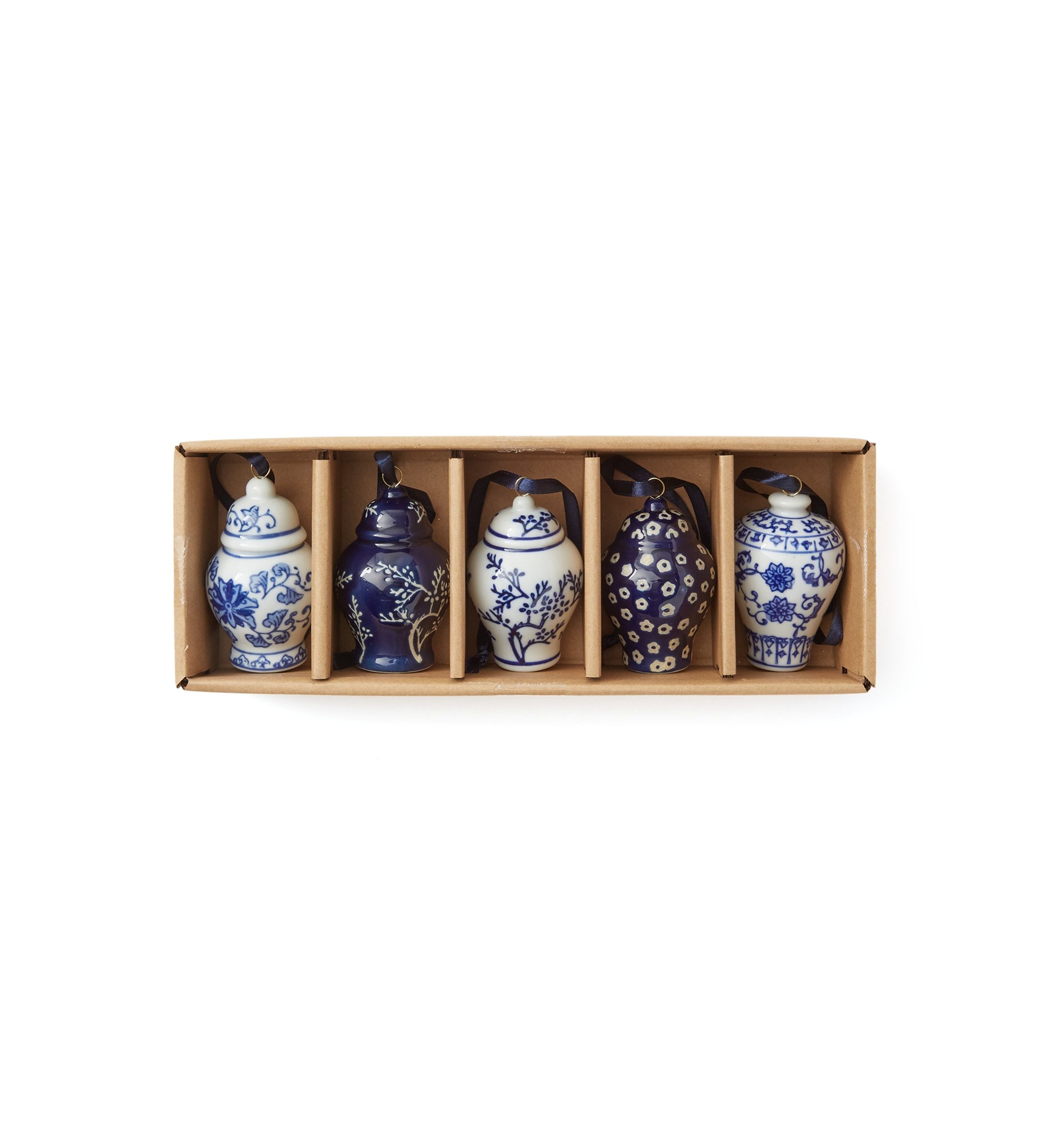 Porcelain Chinoiserie Vase Ornament - Set of 5
