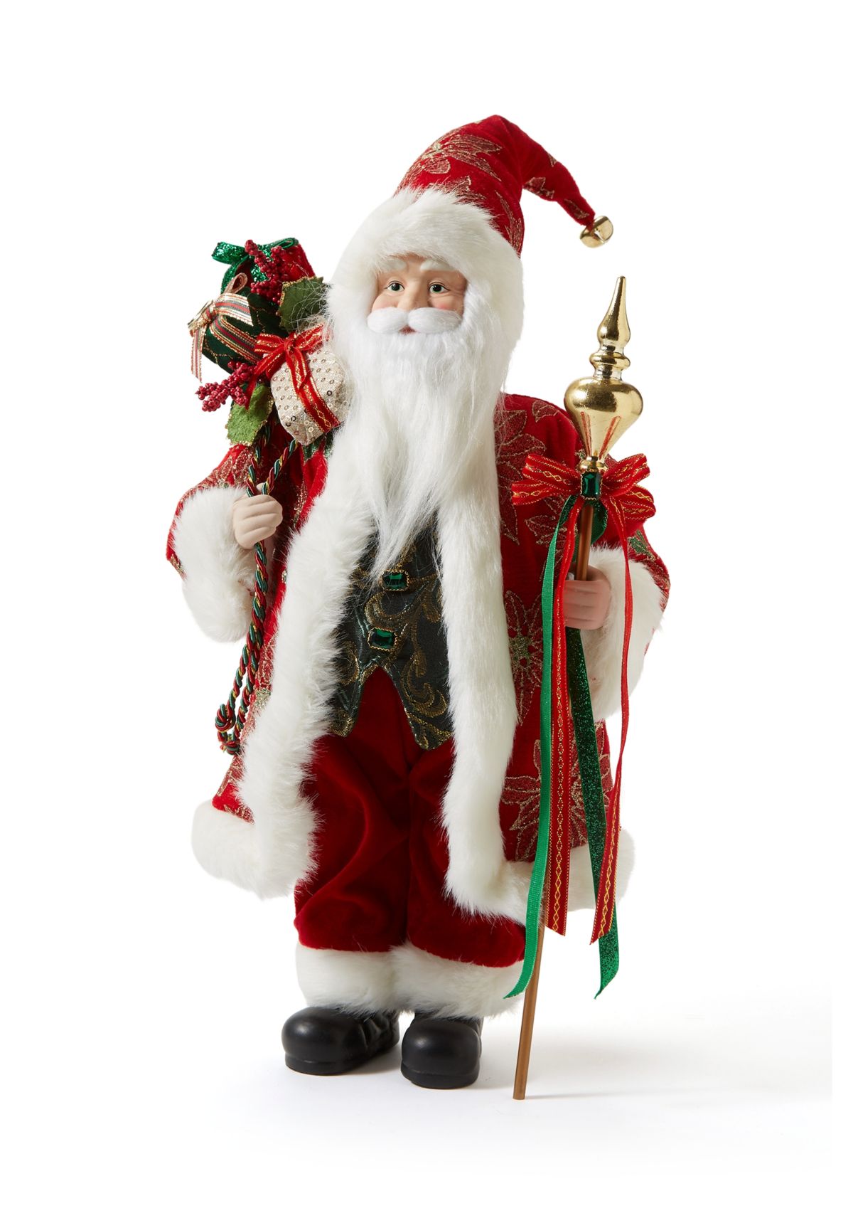 Standing Poinsettia Santa