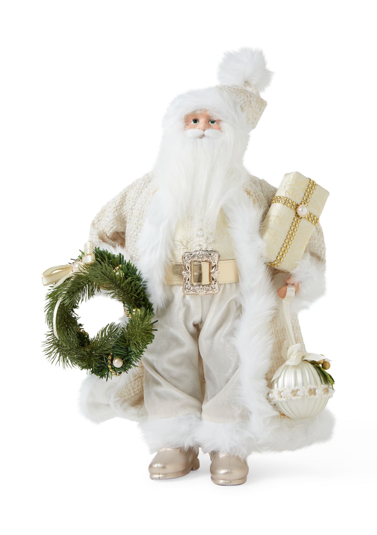 White Christmas Fur Trim Santa 