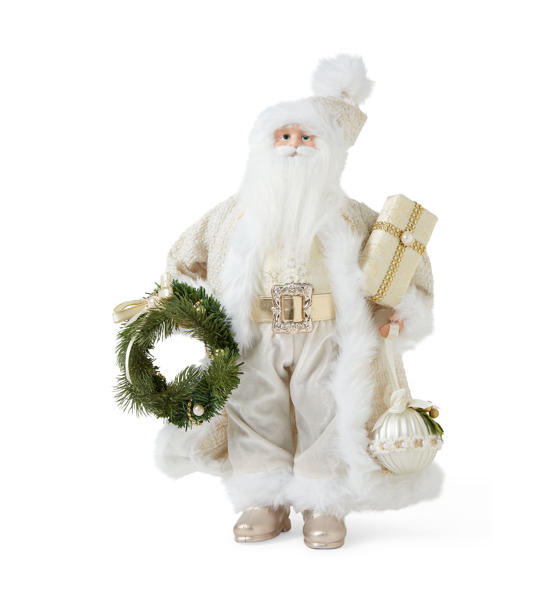 White Christmas Fur Trim Santa 