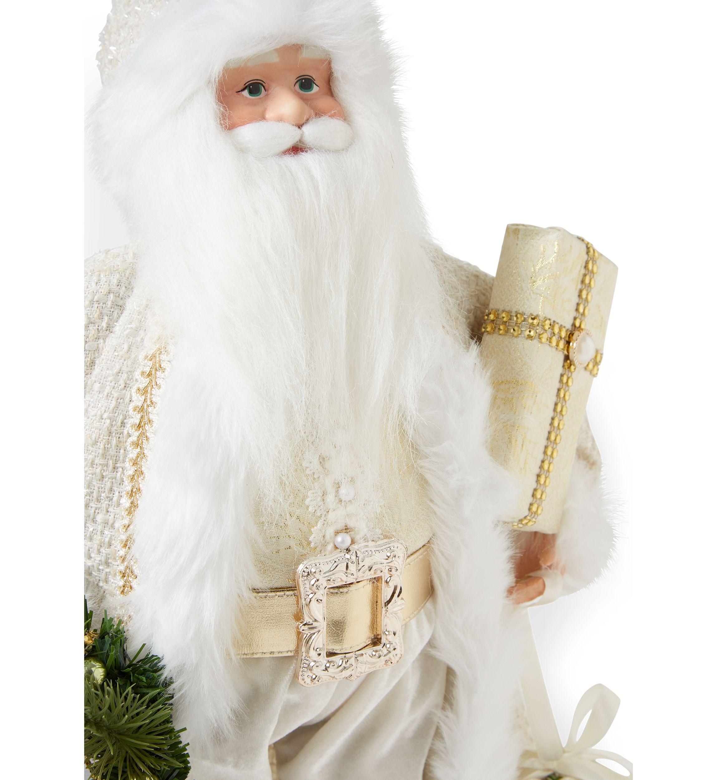 White Christmas Fur Trim Santa 