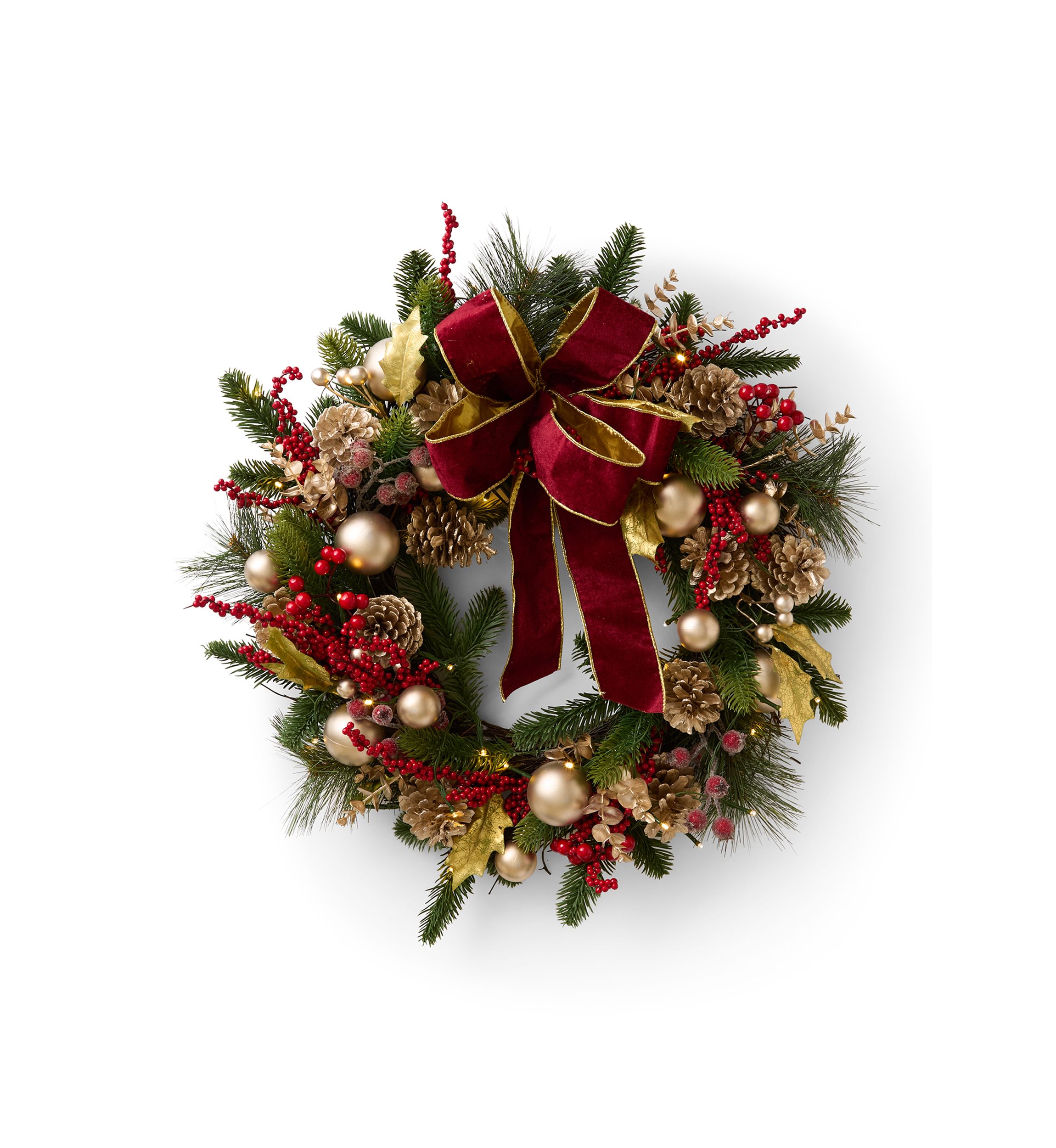 Pre-Lit Bourdeaux Wreath