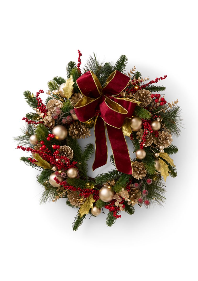 Pre-Lit Bourdeaux Wreath