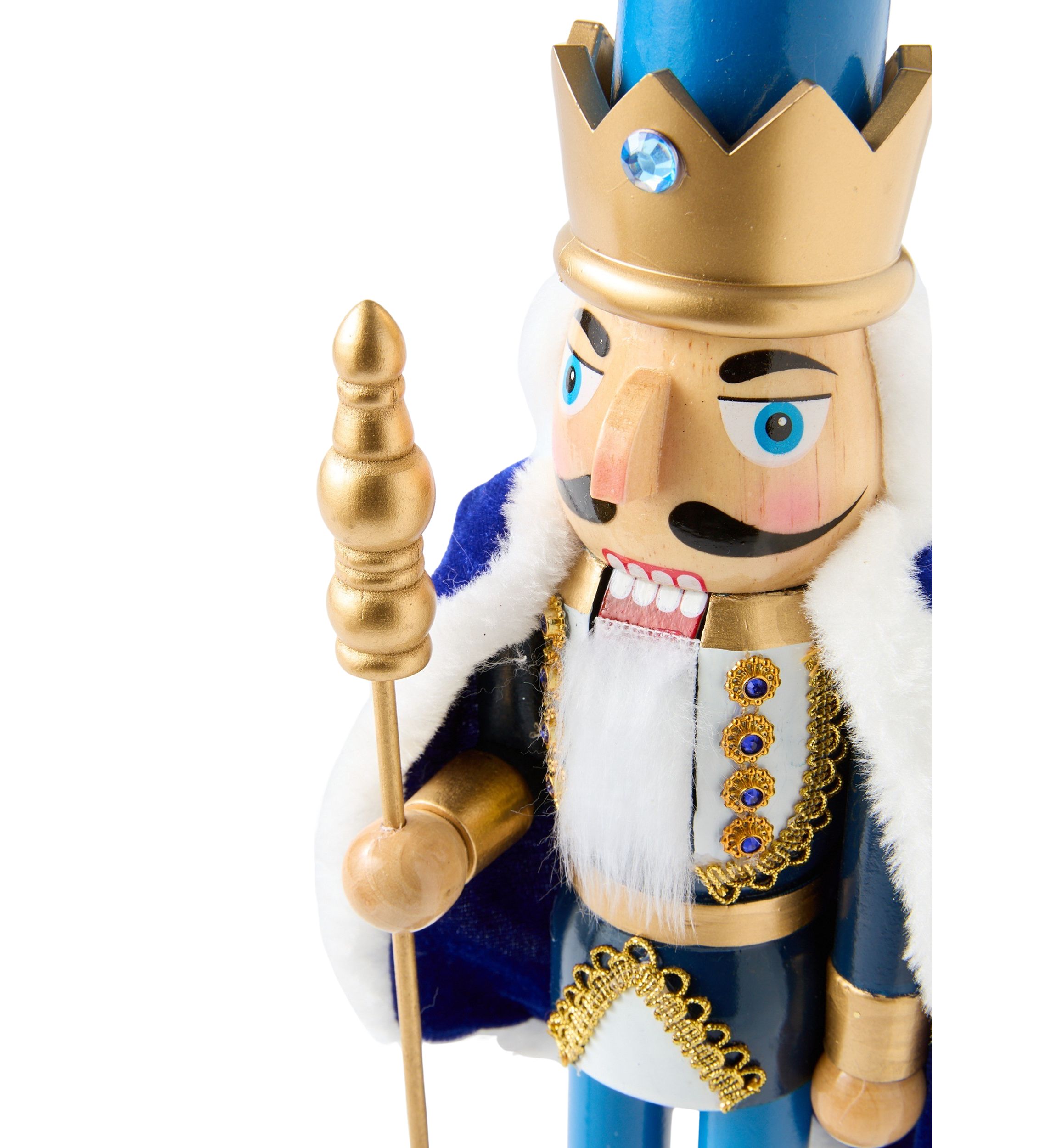 Blue Crown and Cape Wooden Nutcracker
