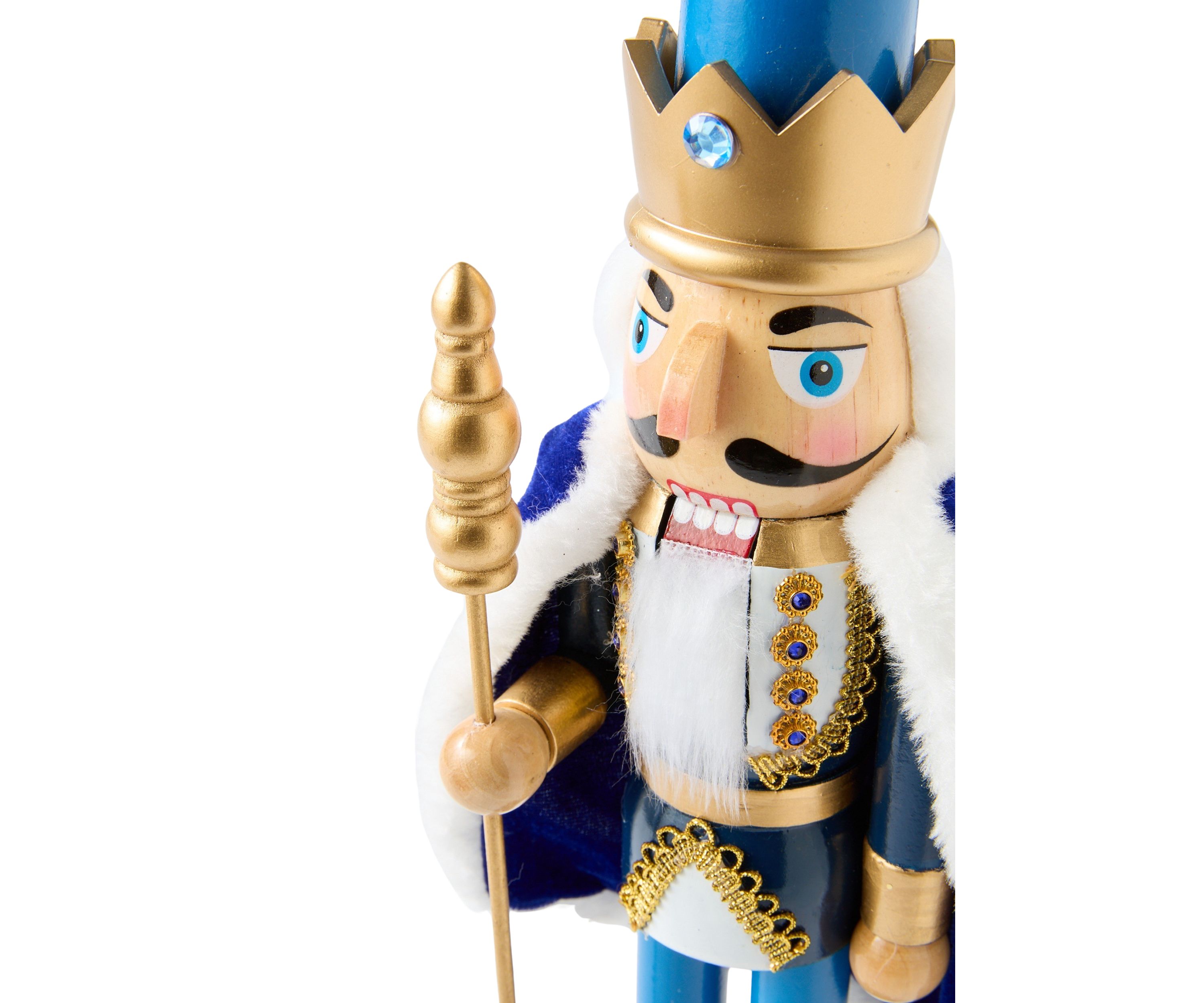 Blue Crown and Cape Wooden Nutcracker