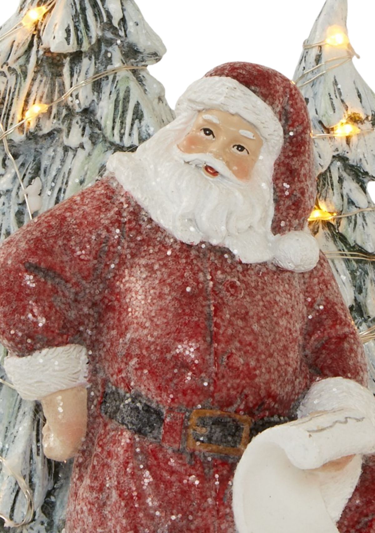 Snowy Santa with Deer Light-Up Figurine 
