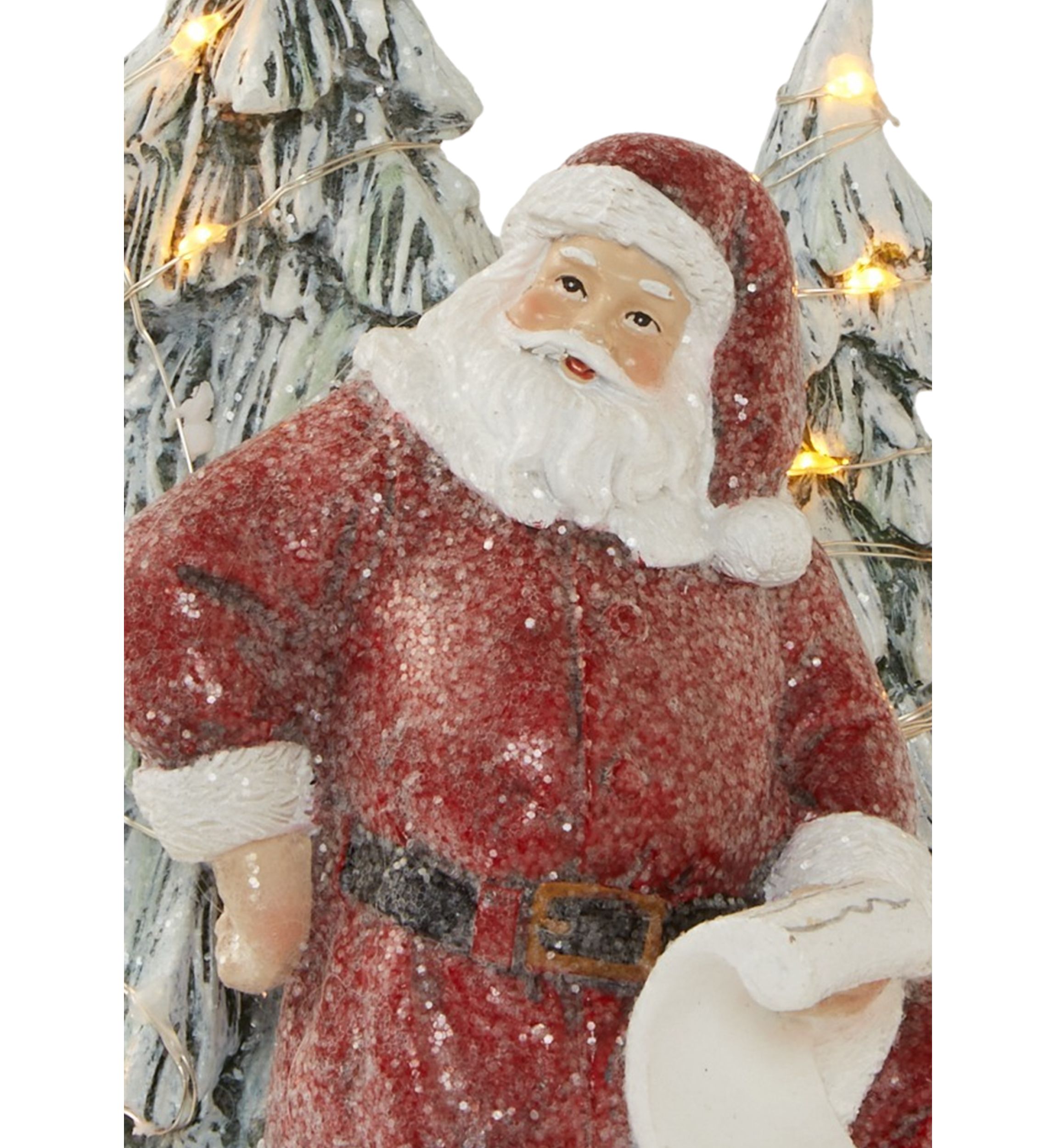 Snowy Santa with Deer Light-Up Figurine 