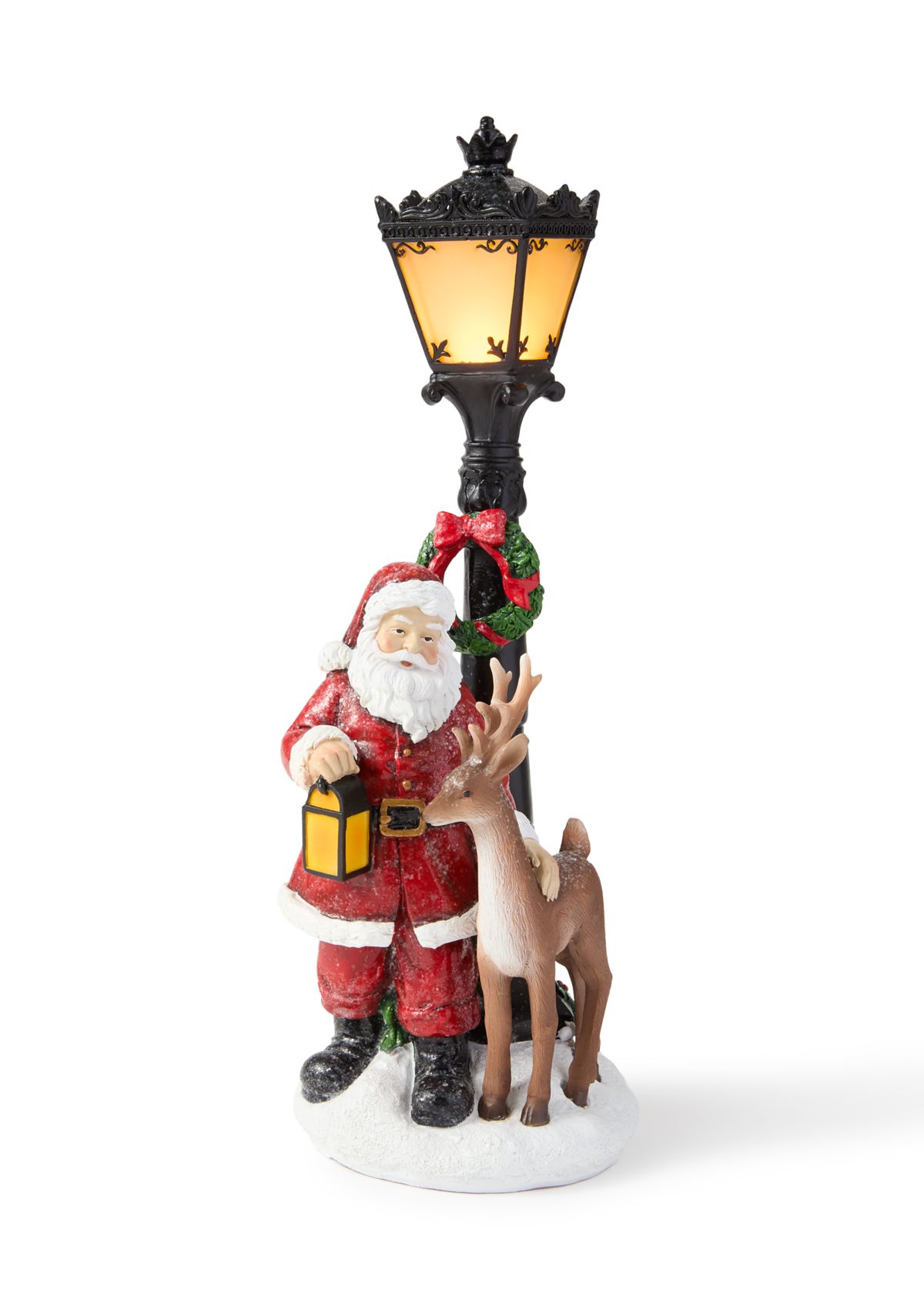 Santa Lamp Post Light-Up Figurine