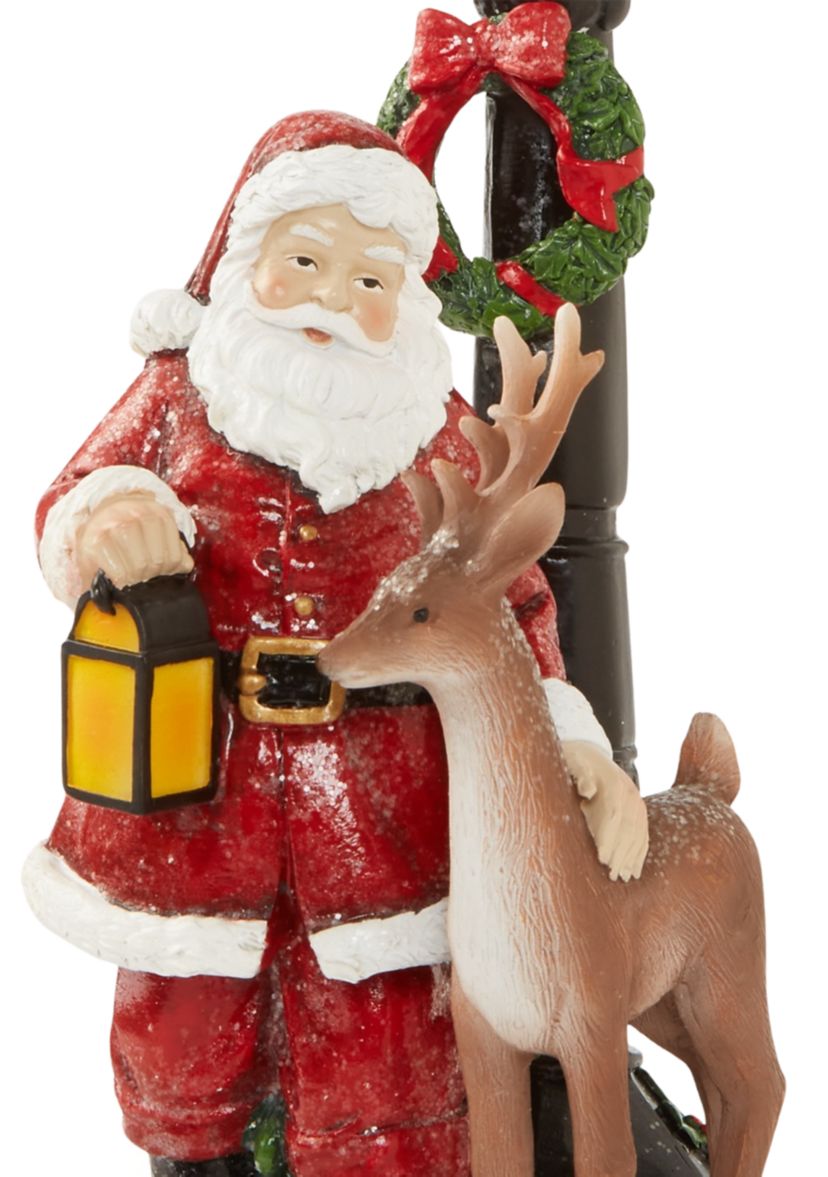 Santa Lamp Post Light-Up Figurine