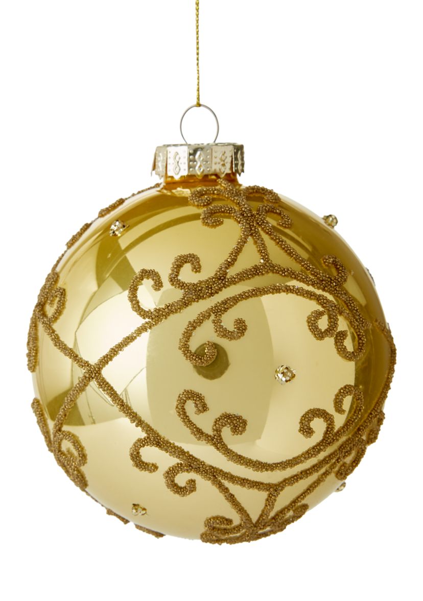 Gold Embellished Ball Ornament