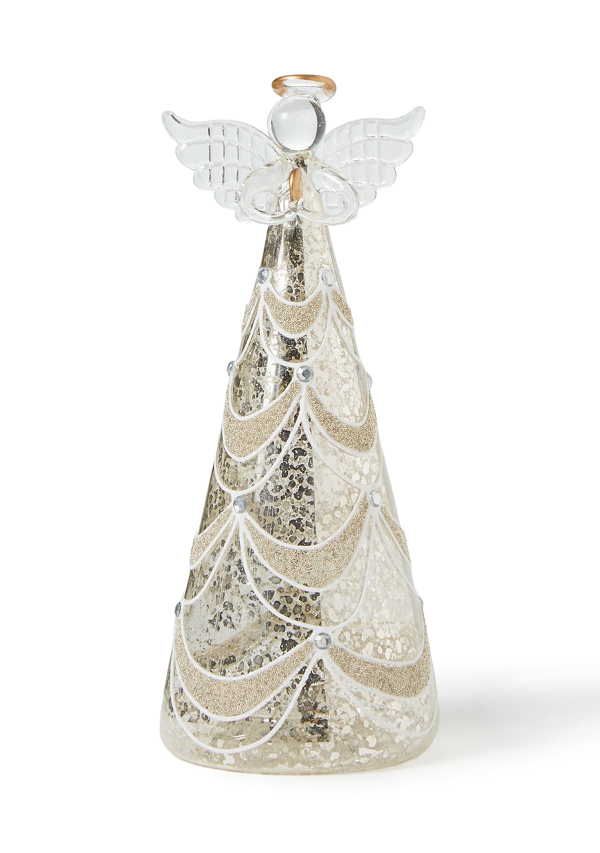  Glass Scalloped Pearl LED Angel Figurine
