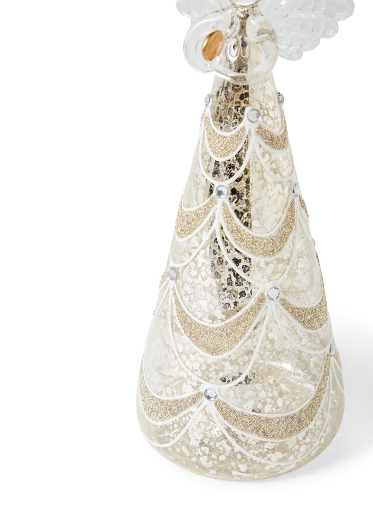  Glass Scalloped Pearl LED Angel Figurine