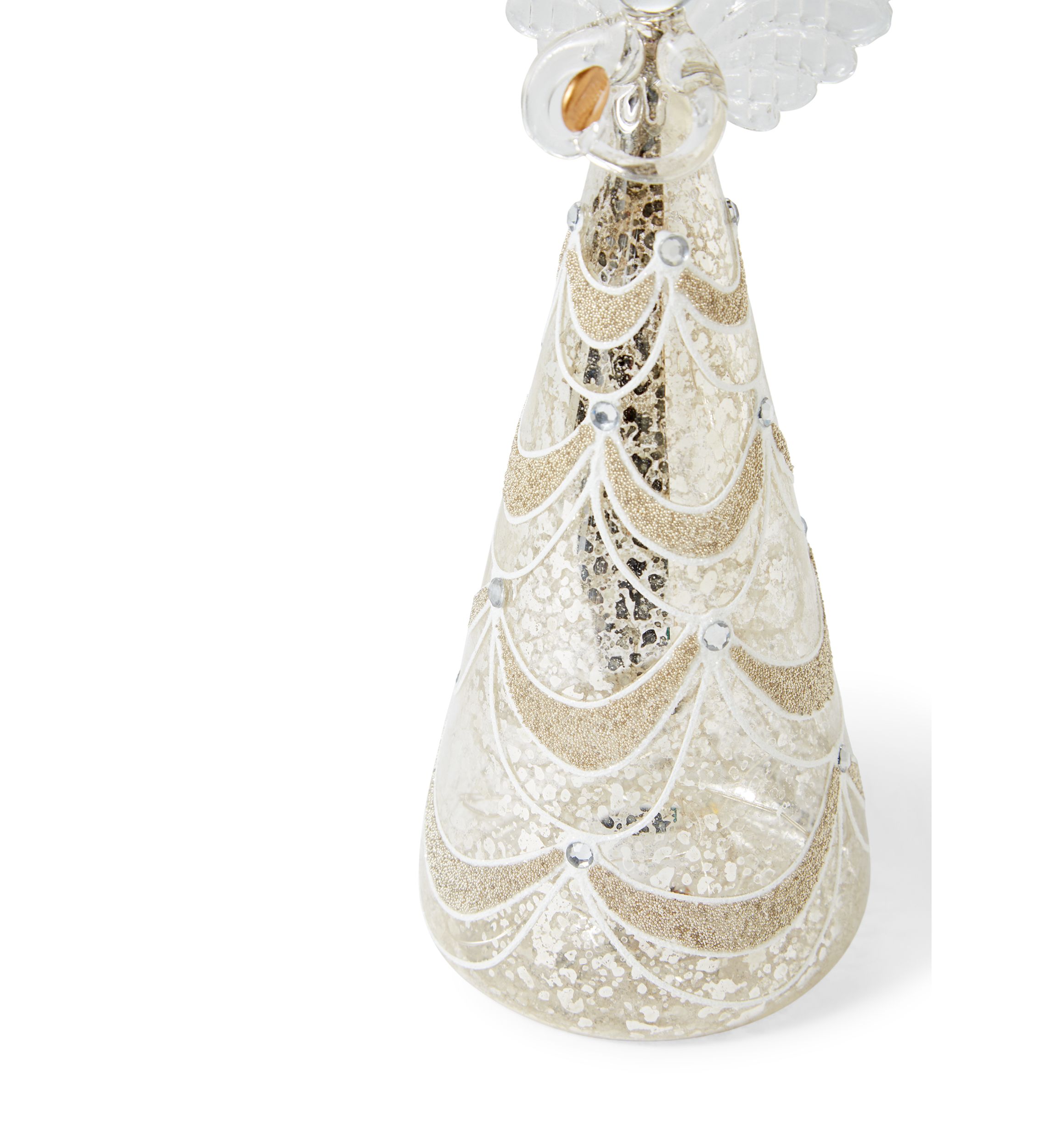  Glass Scalloped Pearl LED Angel Figurine