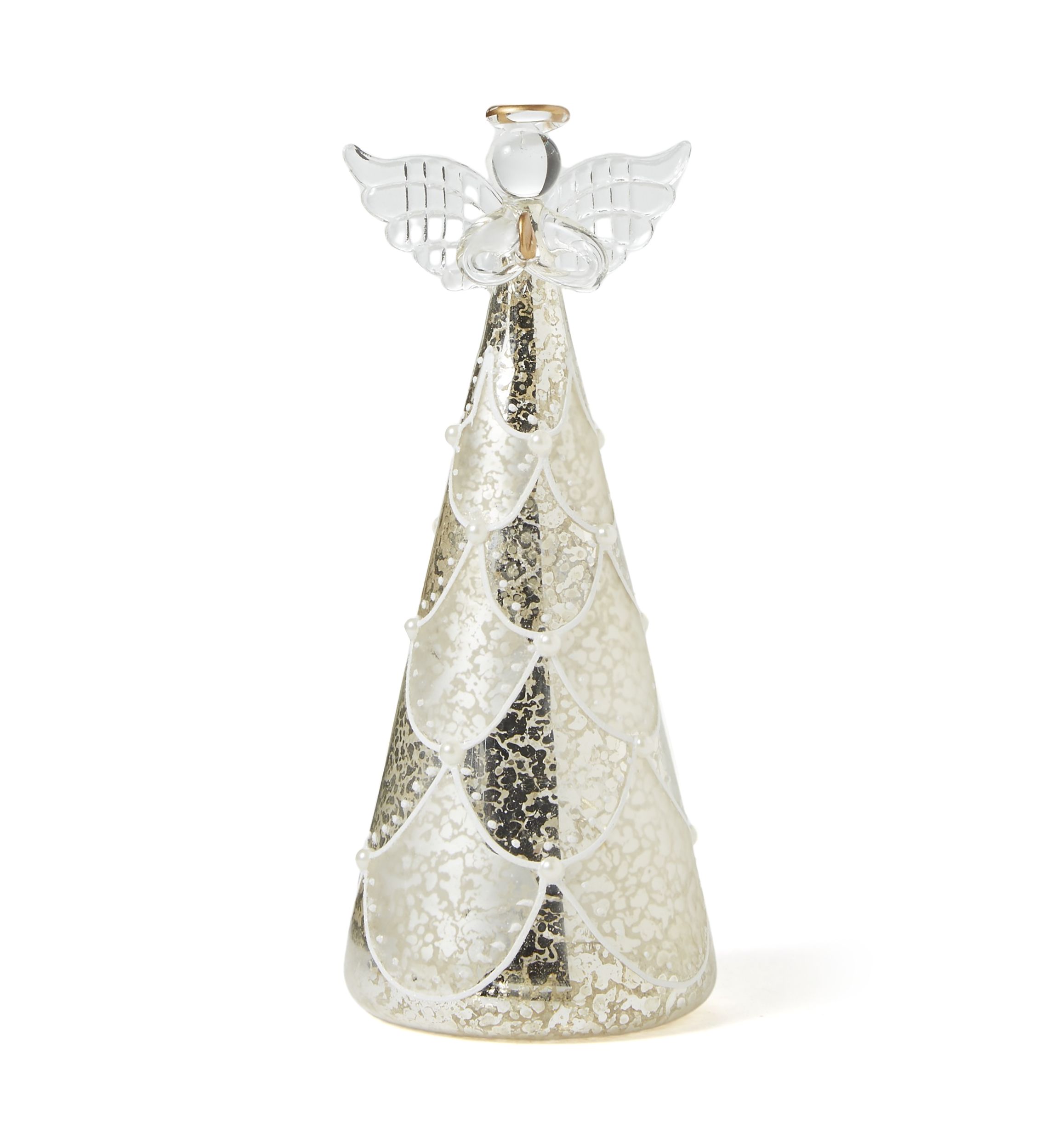 LED Glass Pearl Embellished Angel Figurine