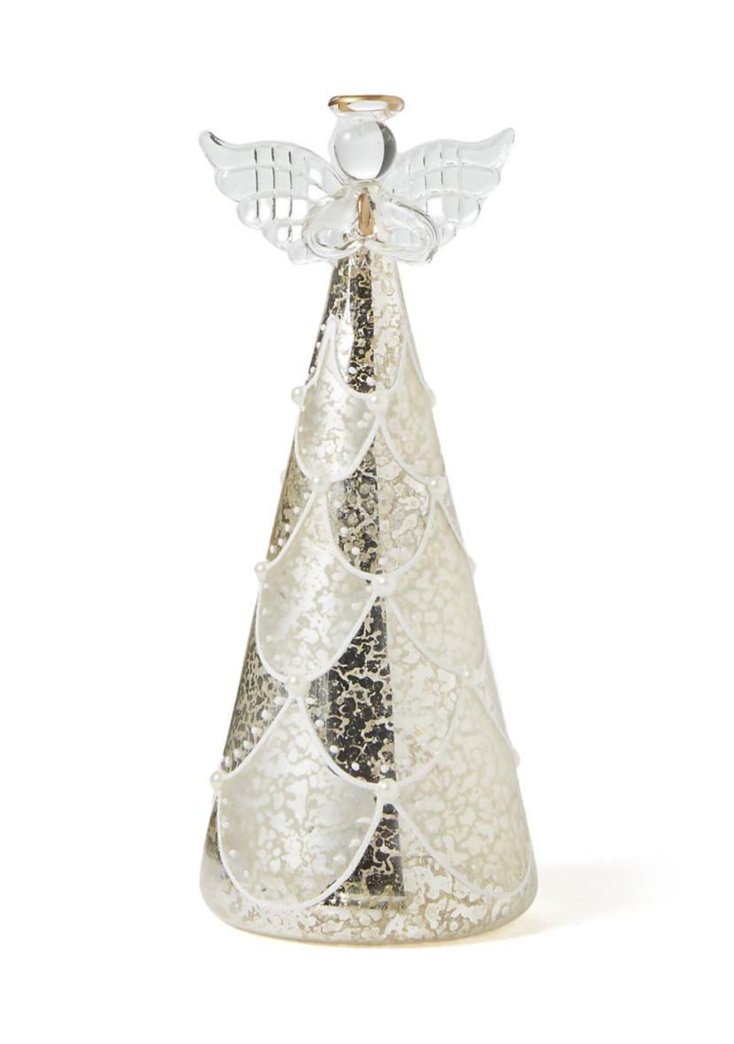 LED Glass Pearl Embellished Angel Figurine