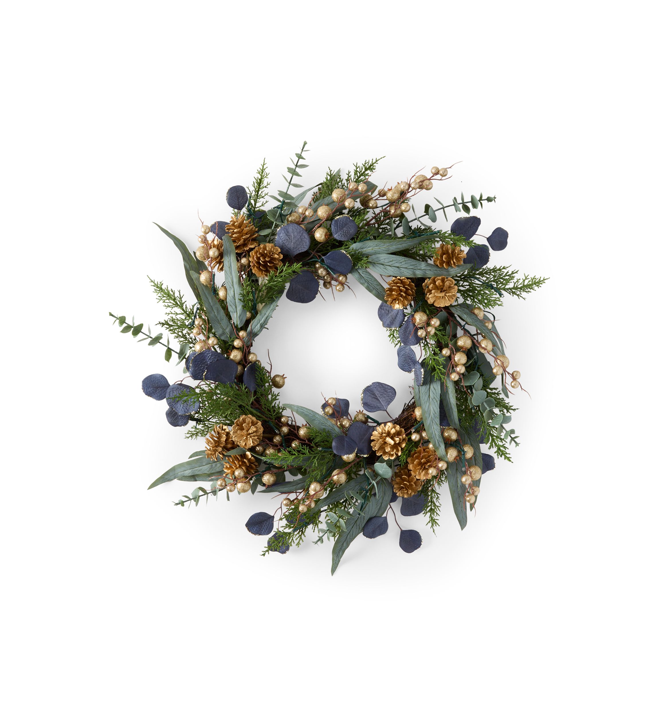 Eucalyptus and Gold Pre-Lit Wreath