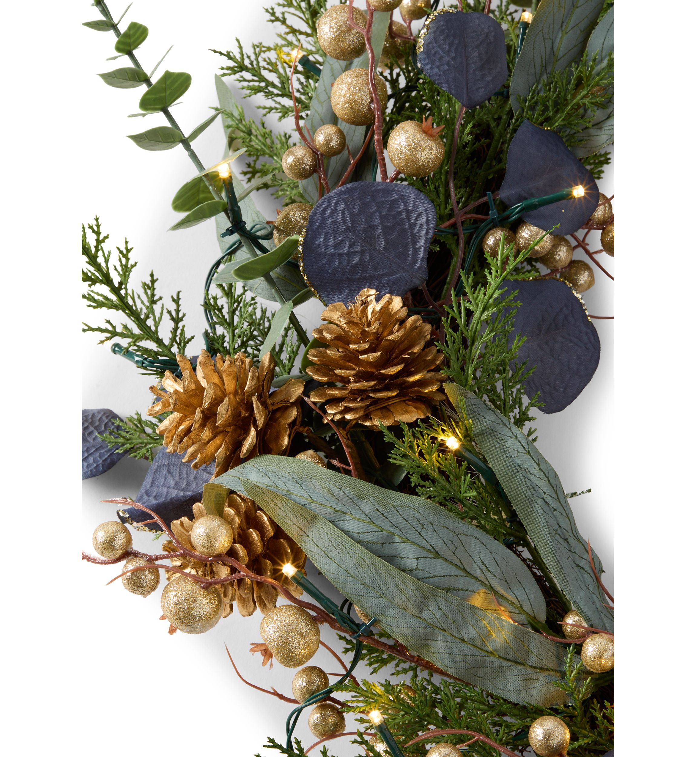 Eucalyptus and Gold Pre-Lit Wreath