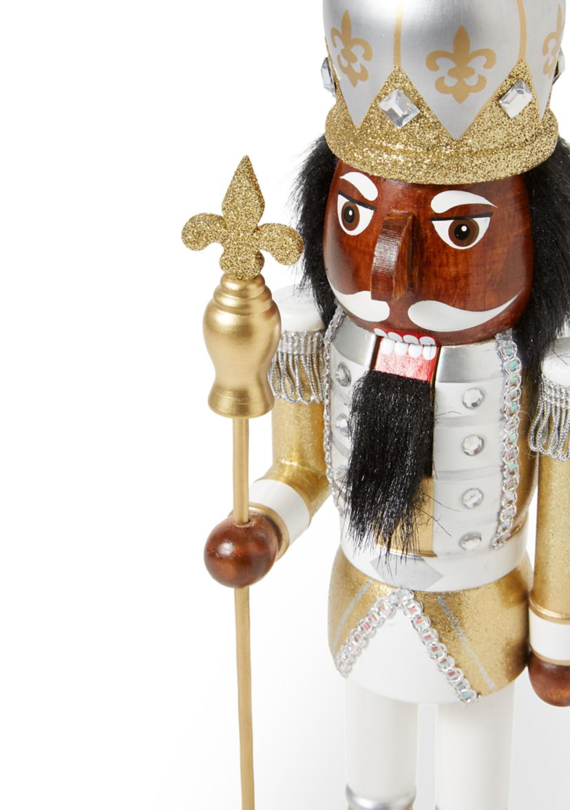 Fleur-de-lis Silver & Gold Nutcracker