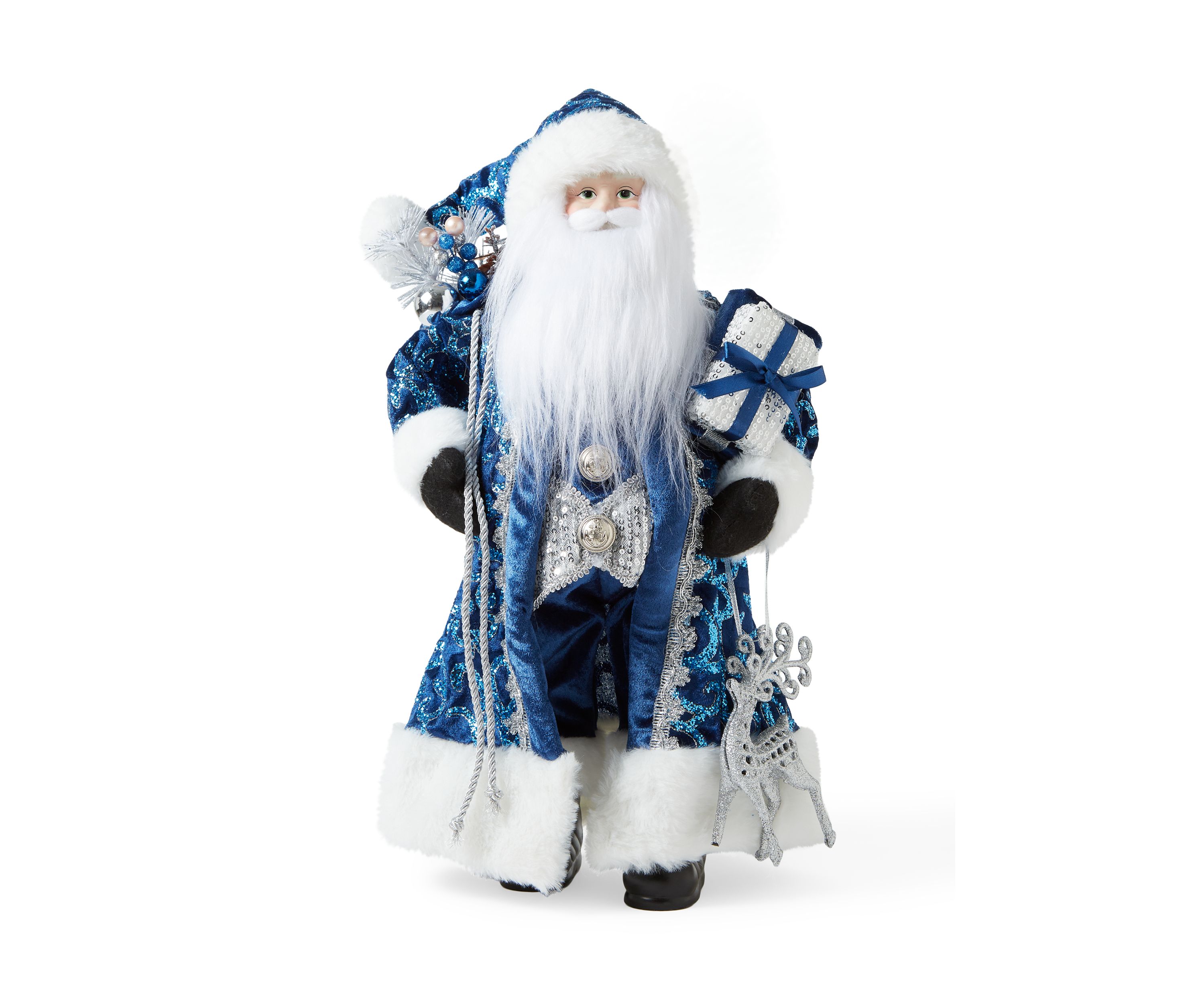 Silver Blue Santa Figurine