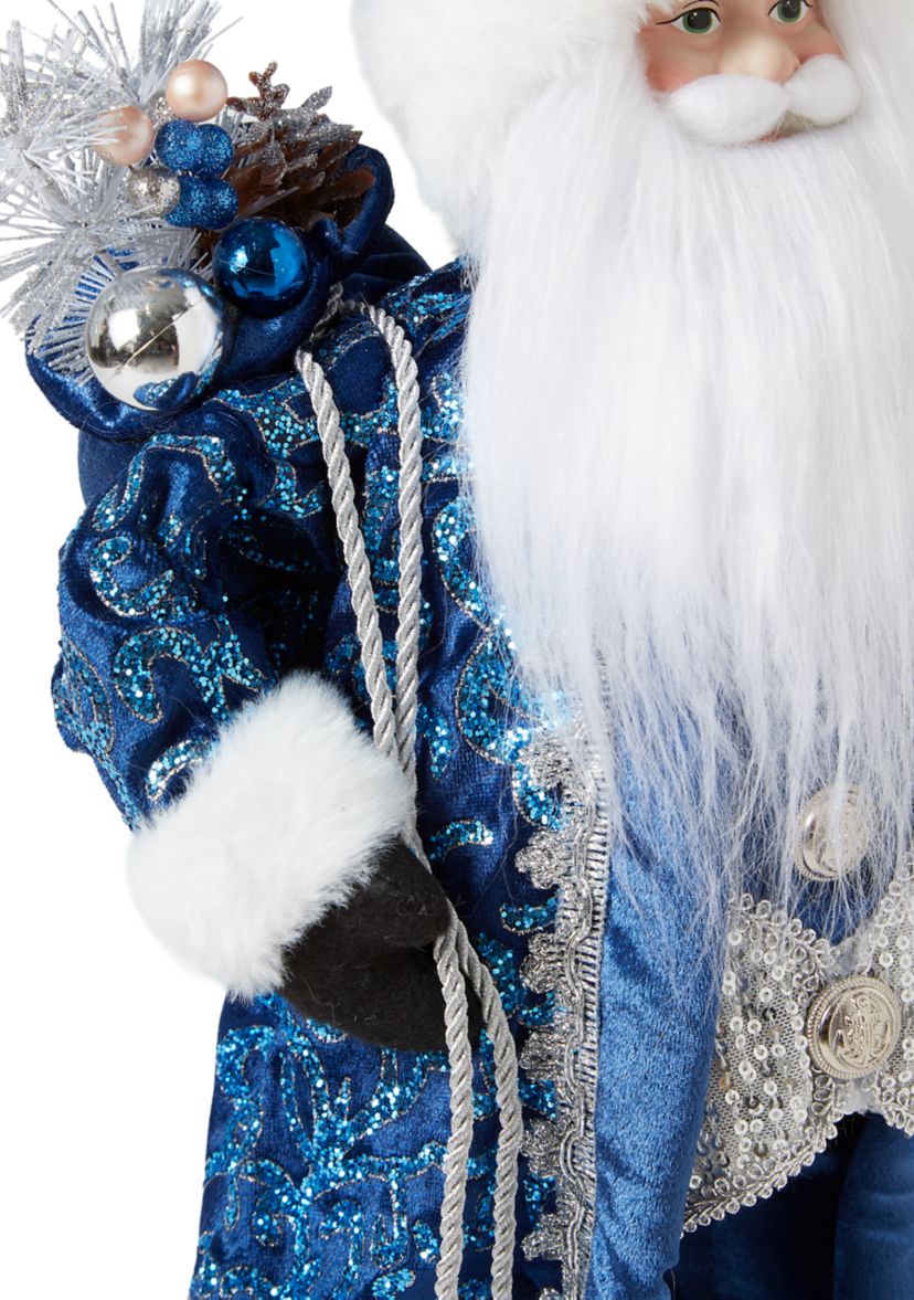 Silver Blue Santa Figurine