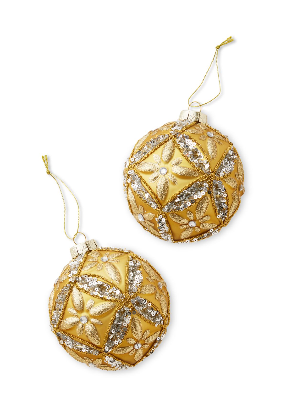 Set of 2 Gold and Silver Ball Ornaments