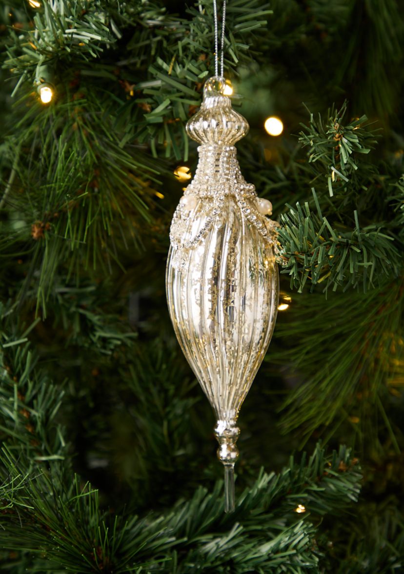 Set of 2 Silver Finial Ornaments