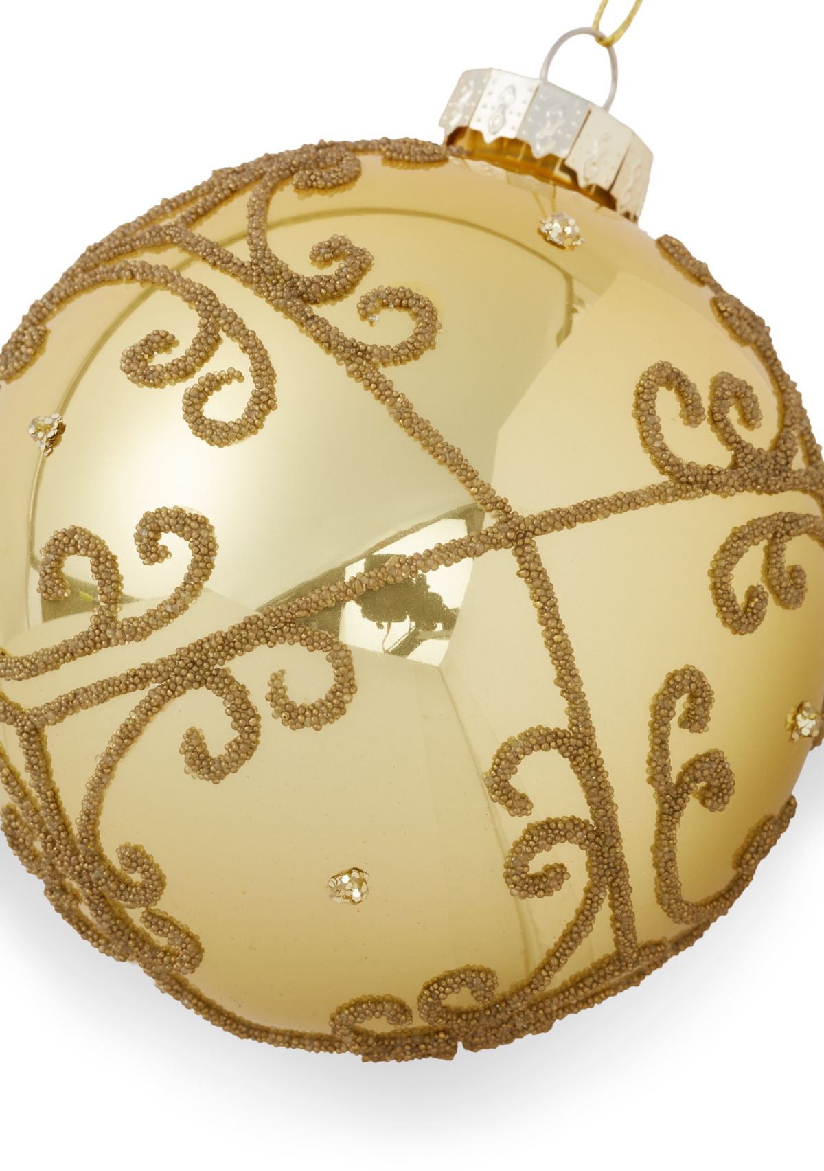 Gold Embellished Ball Ornament Set of 2