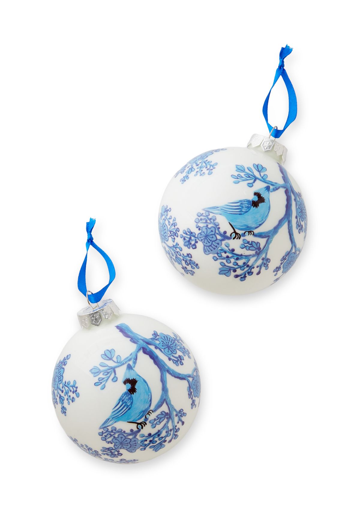 Set of 2 Cardinal Chinoiserie Ornaments