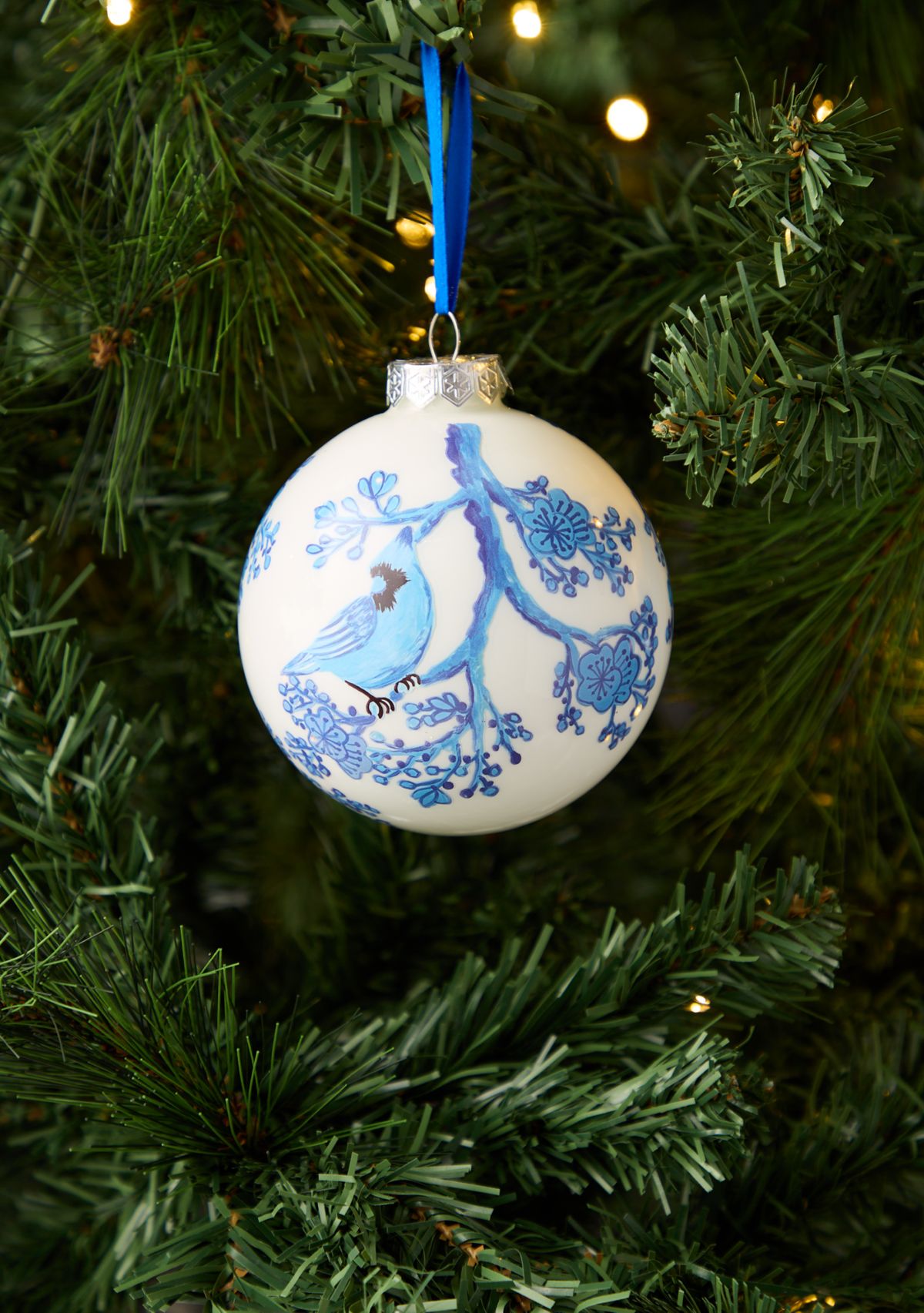 Set of 2 Cardinal Chinoiserie Ornaments