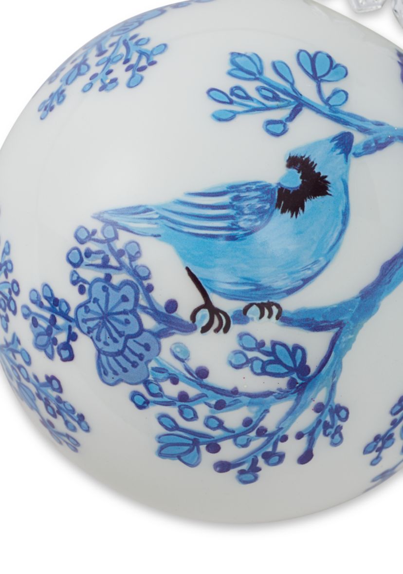 Set of 2 Cardinal Chinoiserie Ornaments